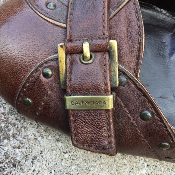 Balenciaga Brown Leather Studded Heels - Picture 10 of 10